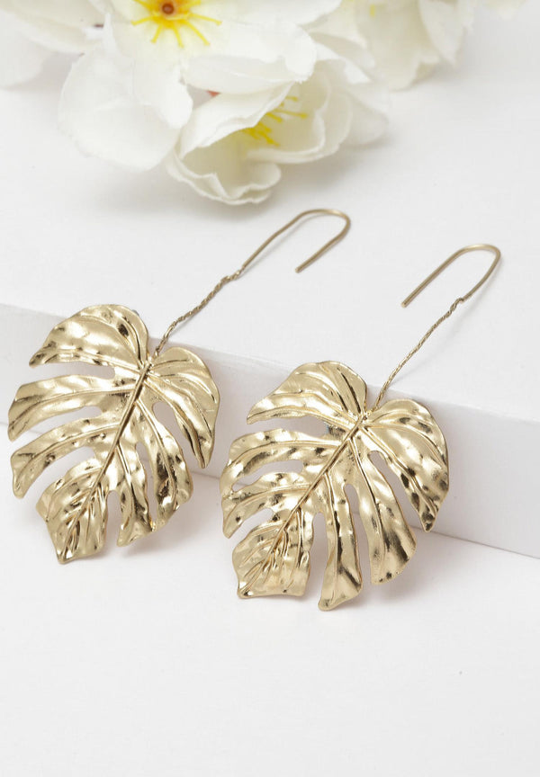 Gold Leaf Hanging Earrings