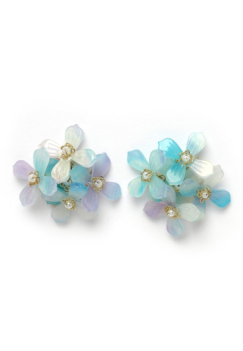 Boucles d'oreilles florales bleues