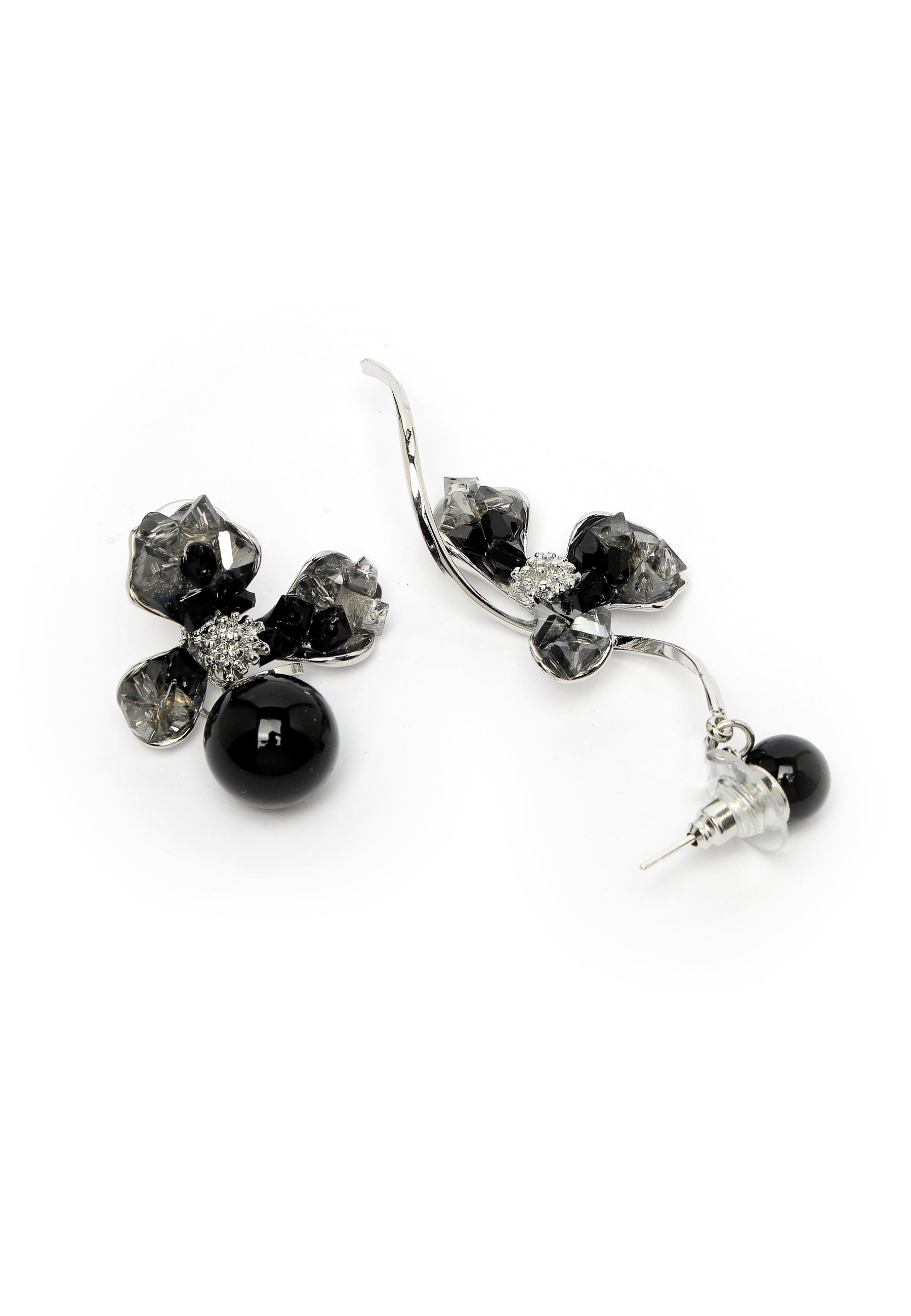 Exotic Black Floral Earrings