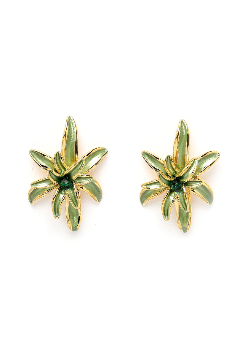 Boucles d'oreilles à tige florale verte