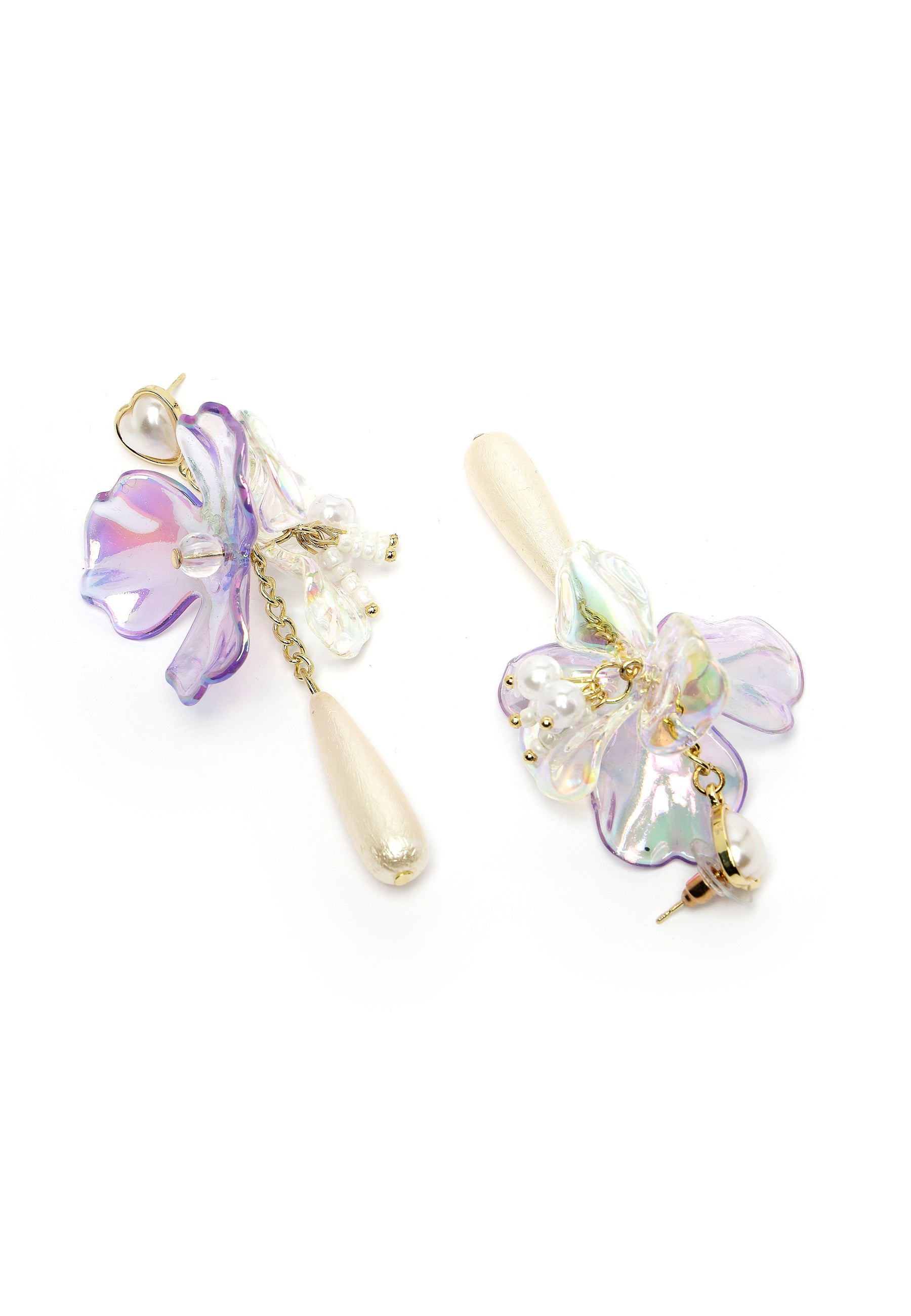 Boucles d'oreilles pendantes papillon lavande