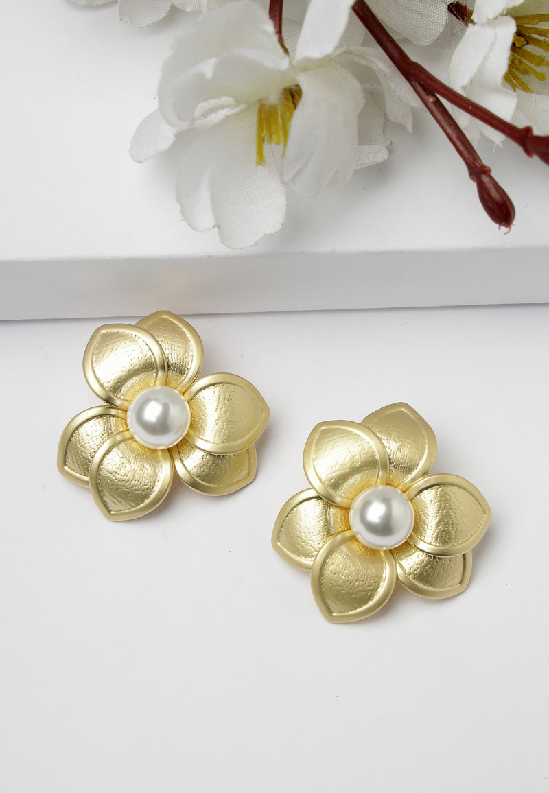 Gold-Coloured Floral Earrings