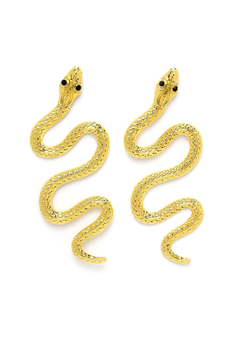 Gold-Coloured Elegant Snake Earrings