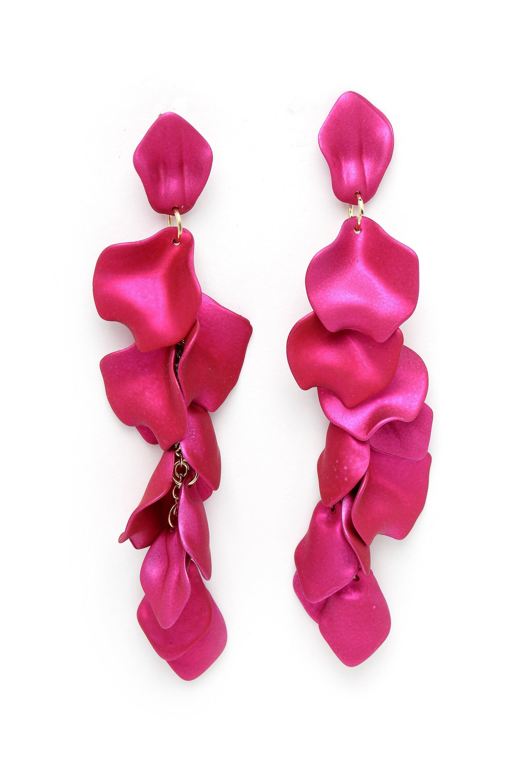 Pink Leaf-Shaped Drop Earrings