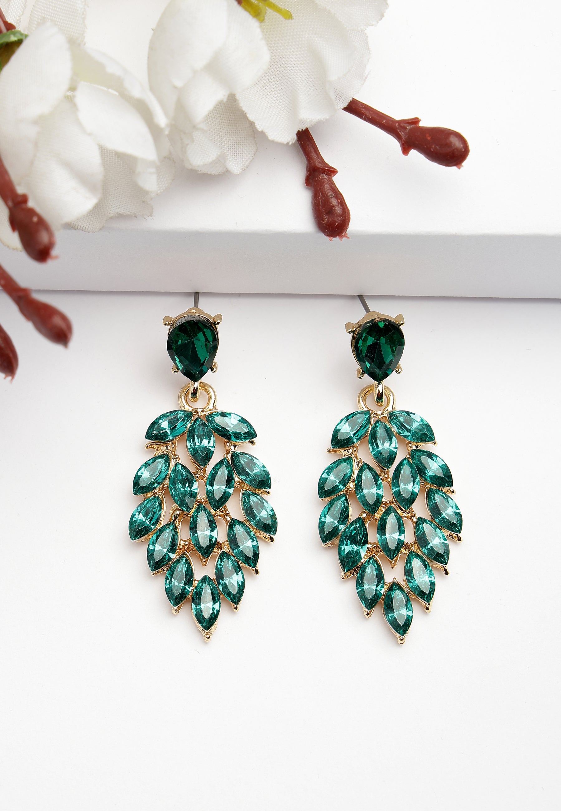 Leafy Dangle Chandelier Earrings