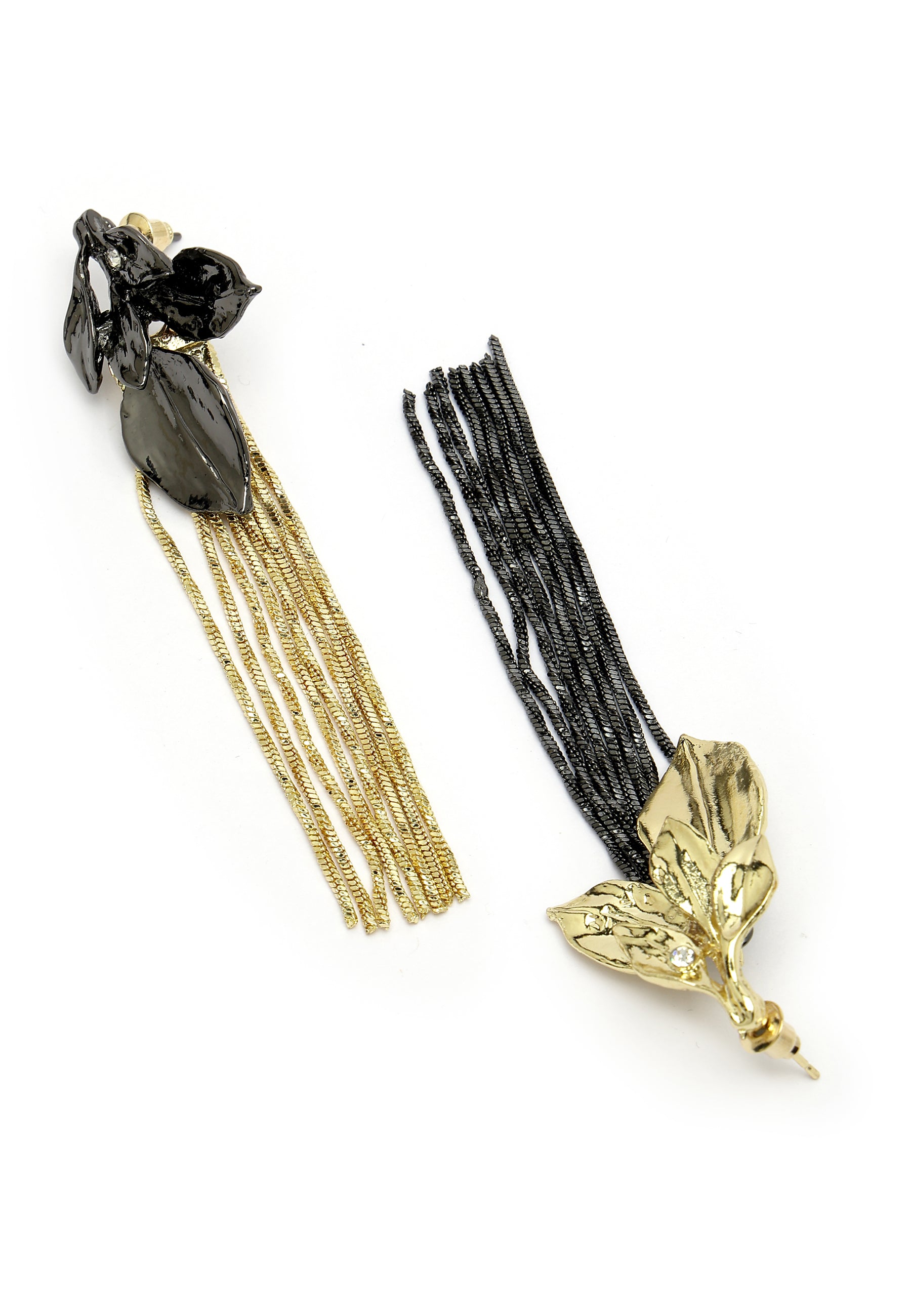 Leafy Long Fringe Earrings