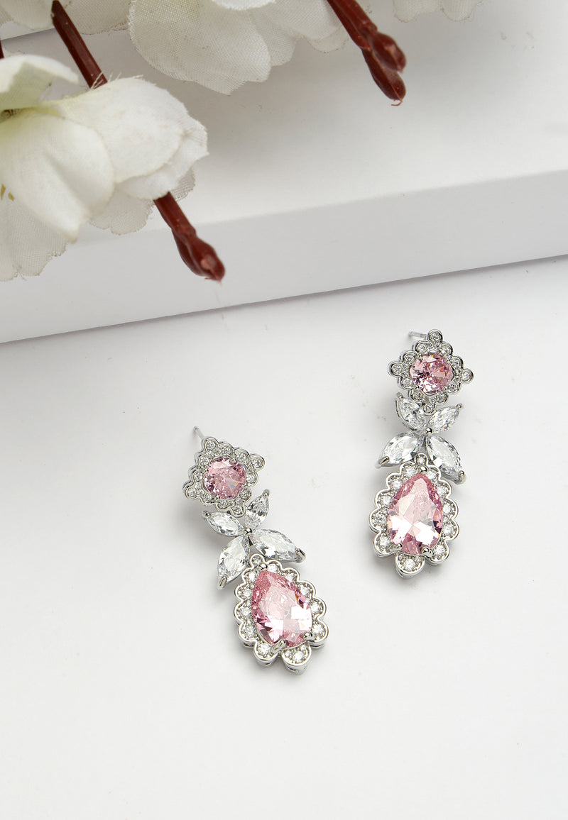 Beautiful Floral Geometric Zirconia Earrings