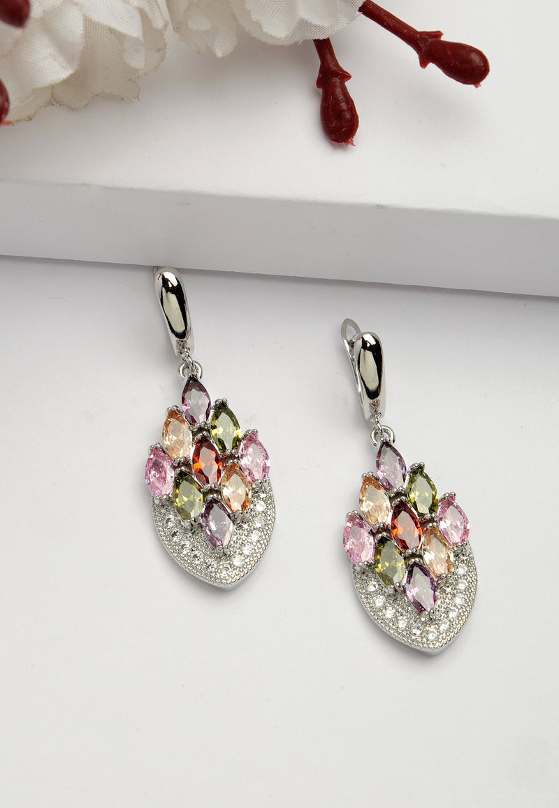 Boucles d'oreilles pendantes en plumes de paon