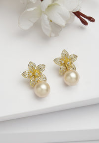 Elegant Cubic Zirconia Floral Drop Earrings