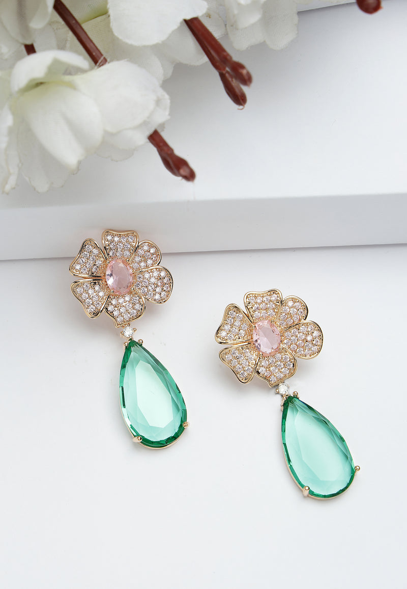 Boucles d'oreilles pendantes florales