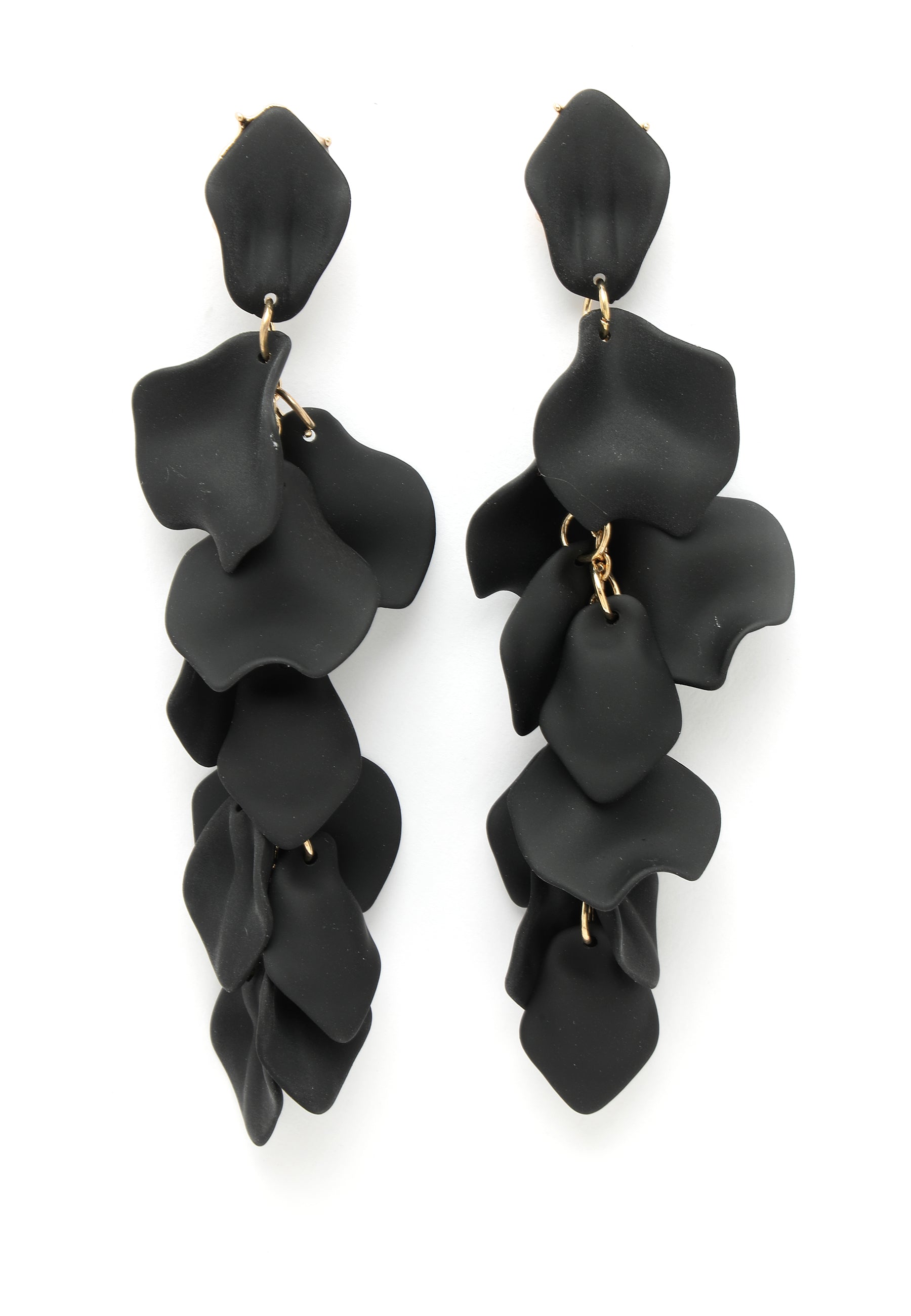 Black Rose Petal Shaped Danglers Earrings