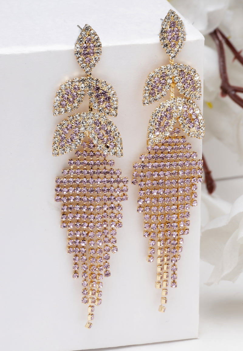 Gleaming Lilac Crystal Chandelier Earrings