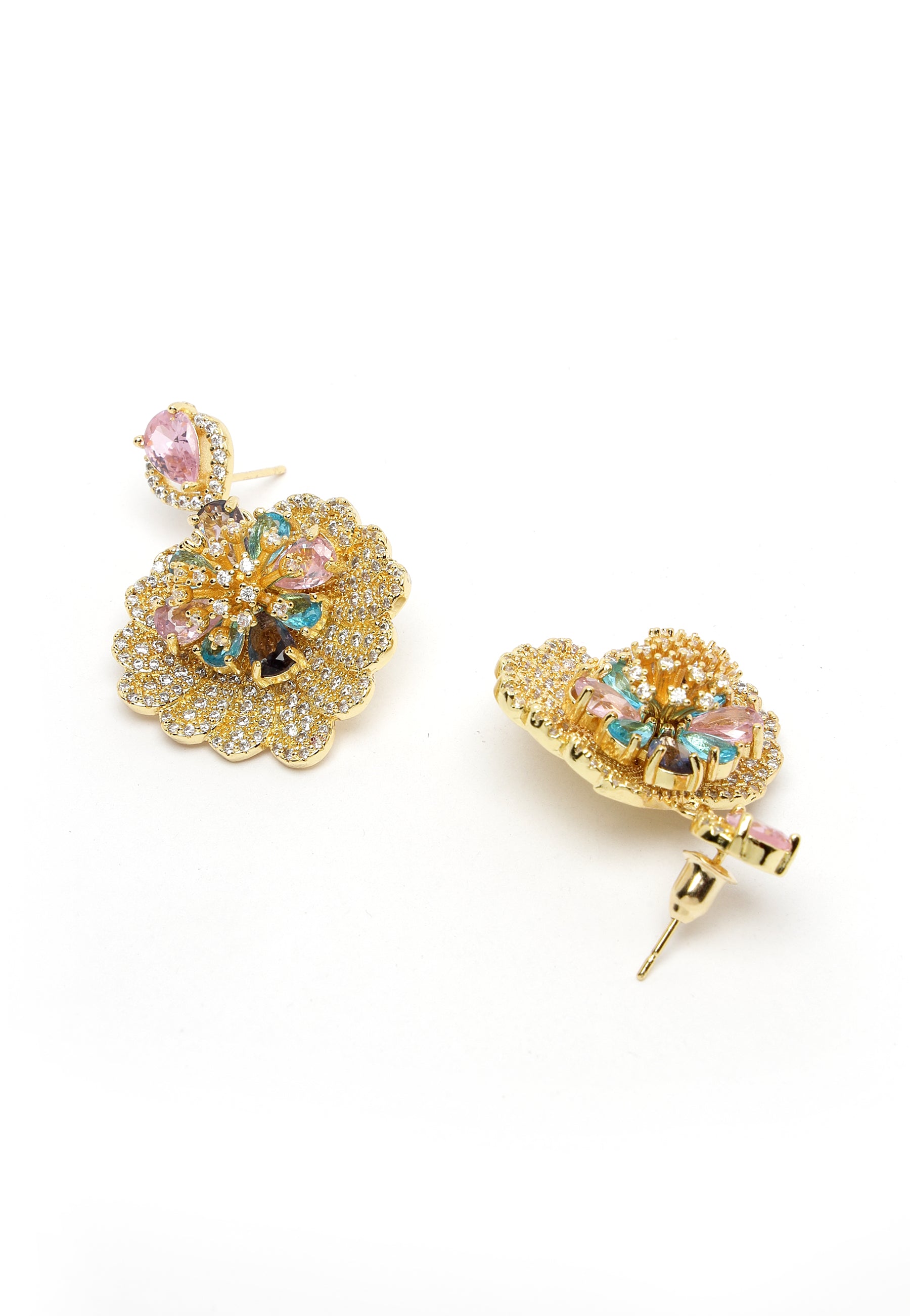Gleaming Gold Crystal Drop Earrings