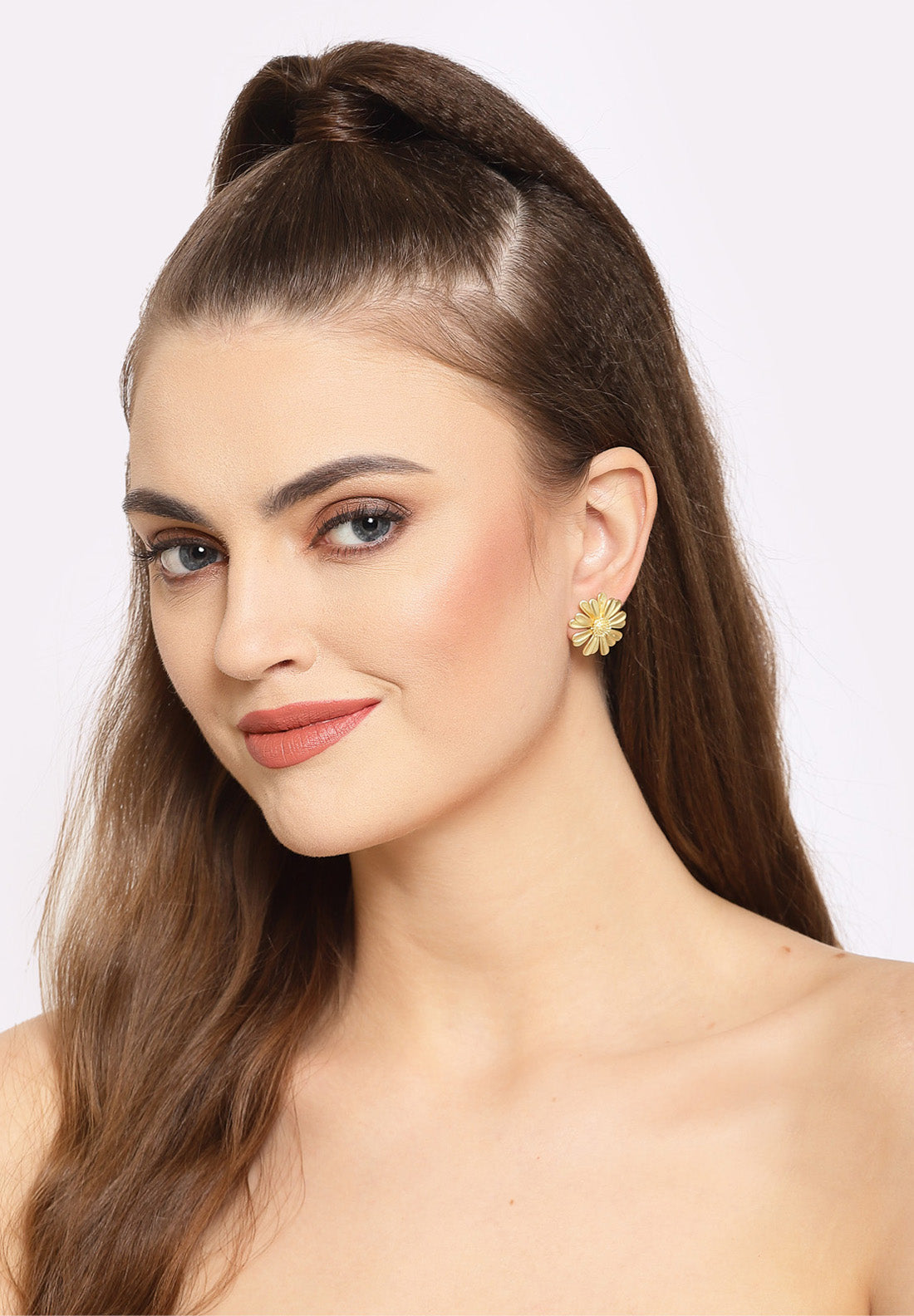 Gold Floral Stud Earrings