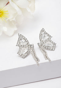 Boucles d'oreilles à tige en cristal papillon blanc