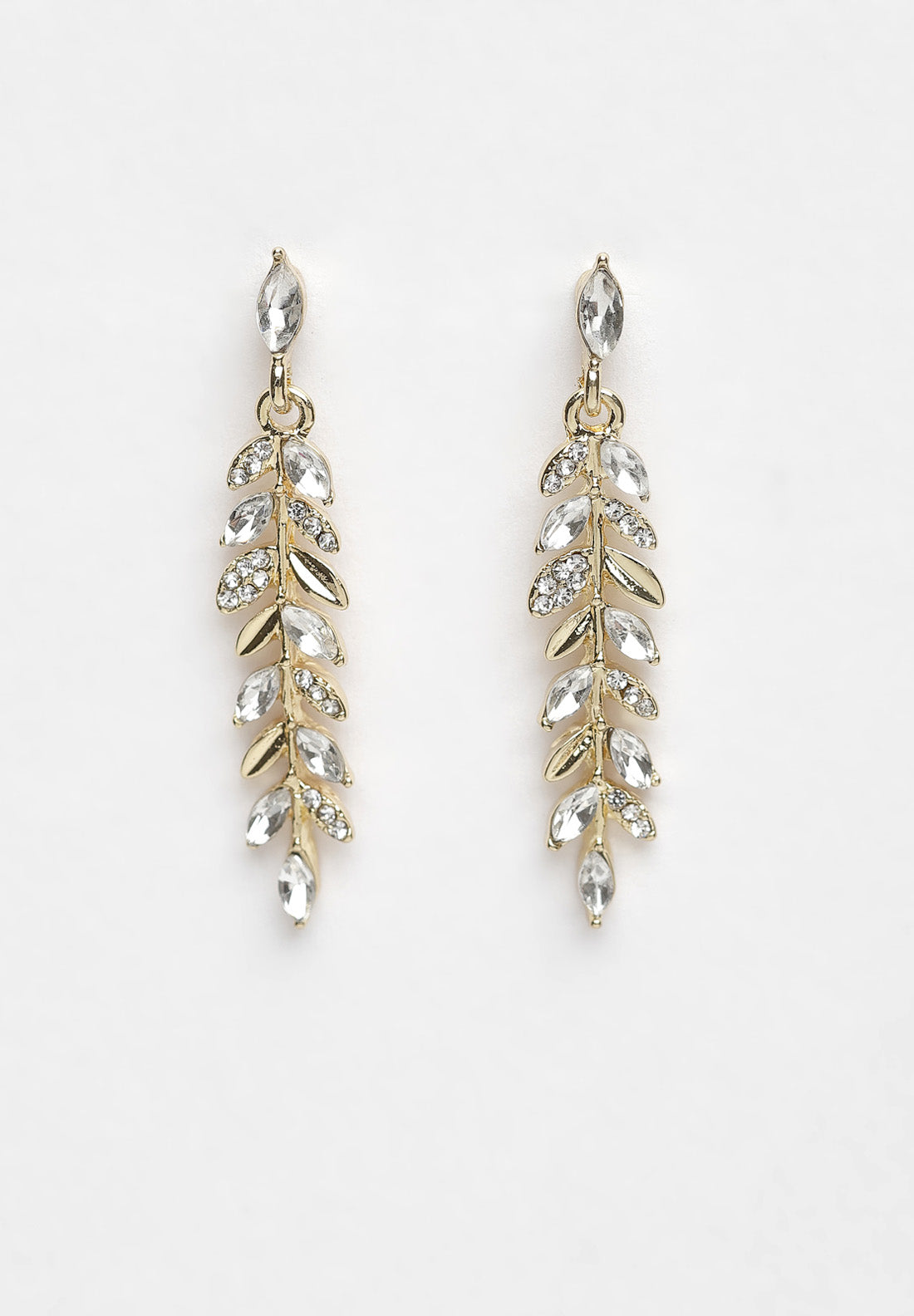 Gold Leaf Crystal Hanging Earrings