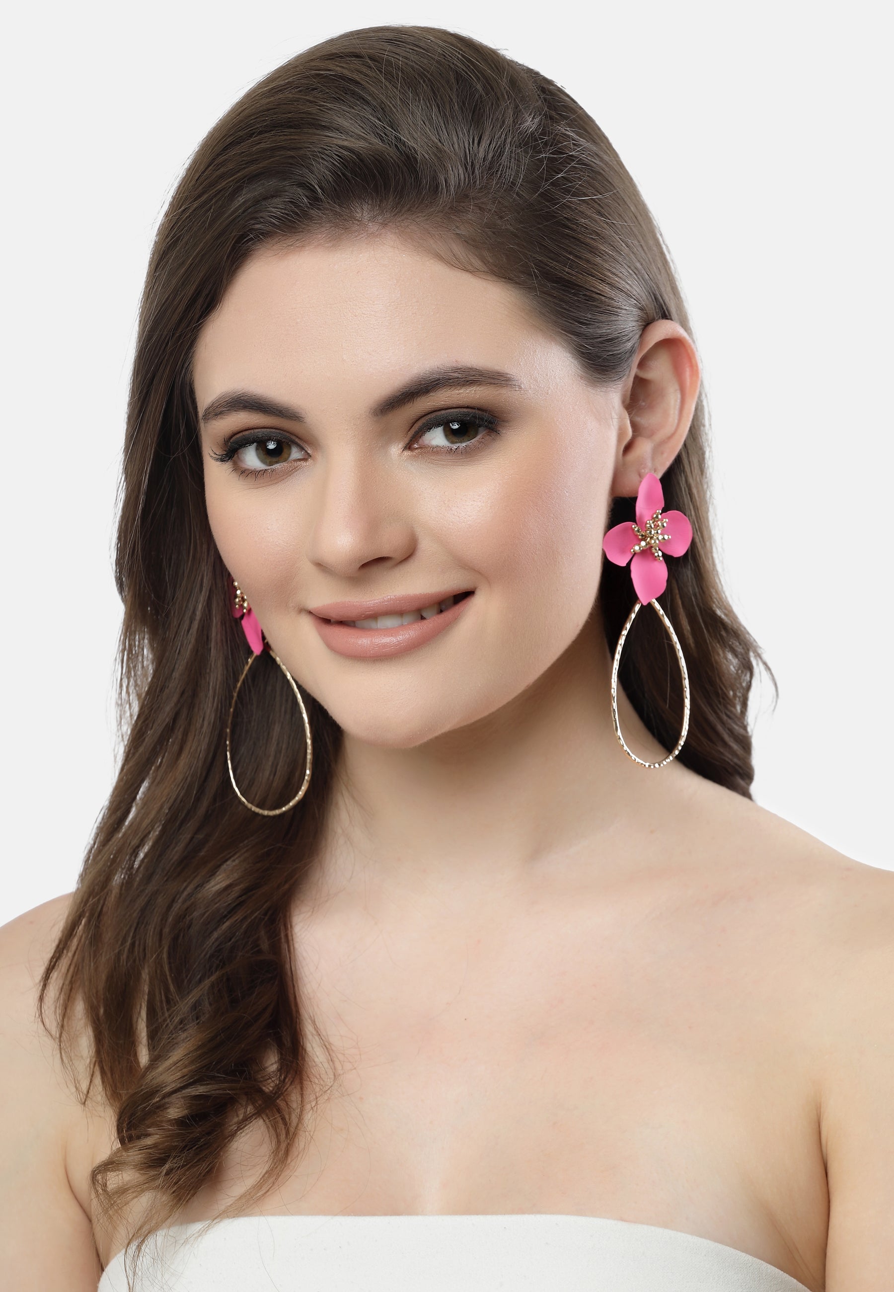 Boucles d'oreilles fleur de prunier en rose foncé