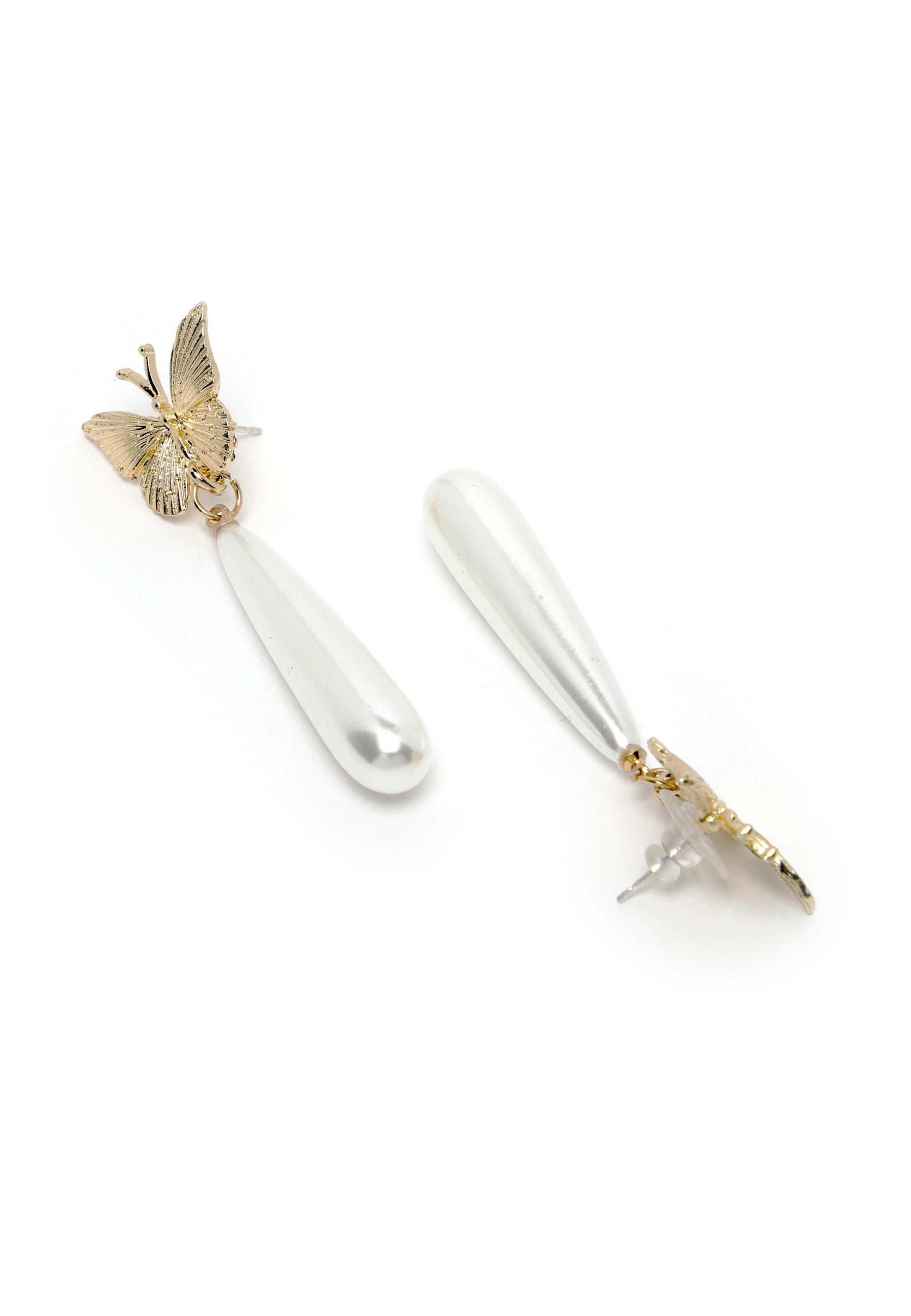 Kolczyki z białymi kryształkami w kształcie motyla