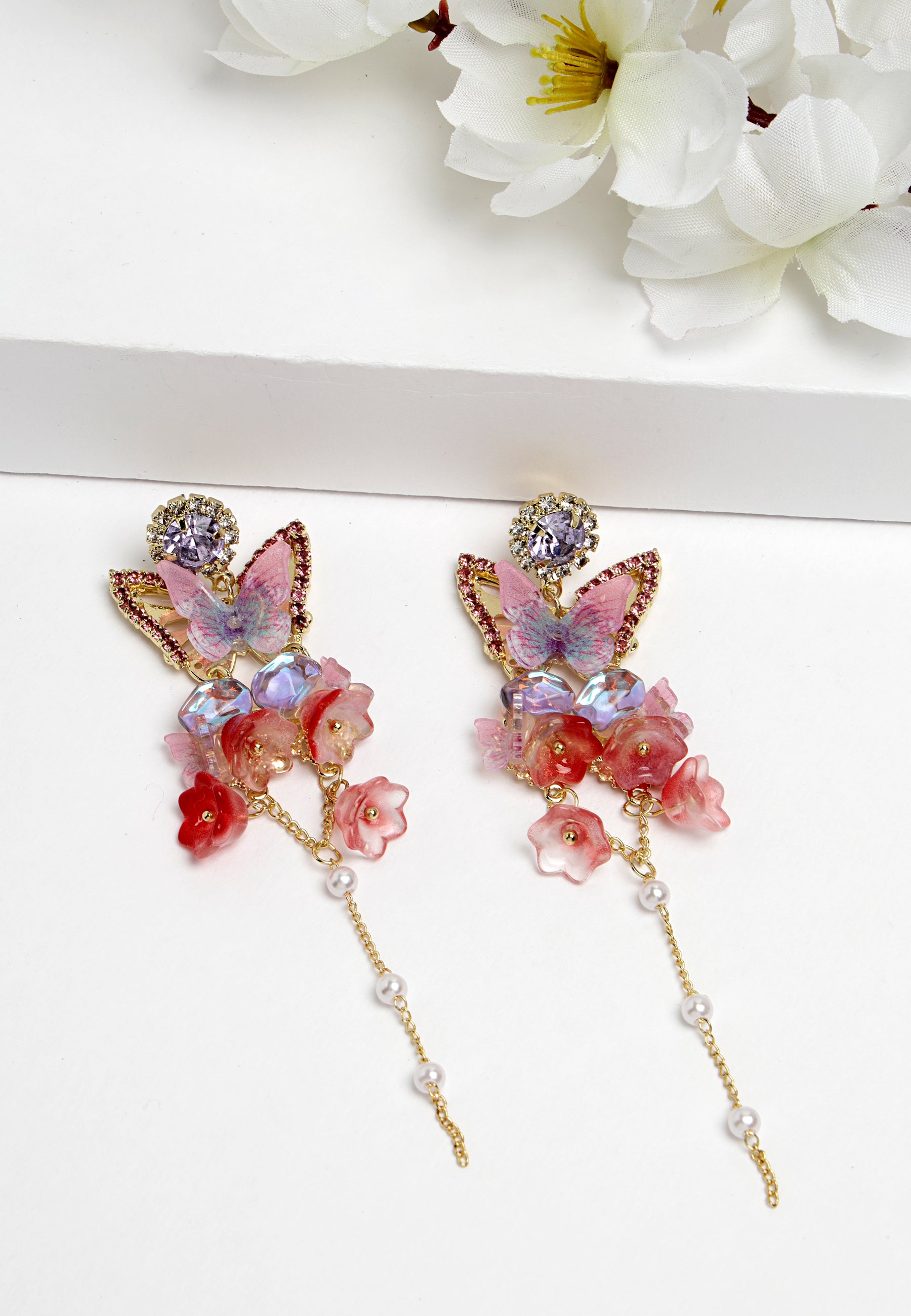 Butterfly Crystal Long Hanging Earrings