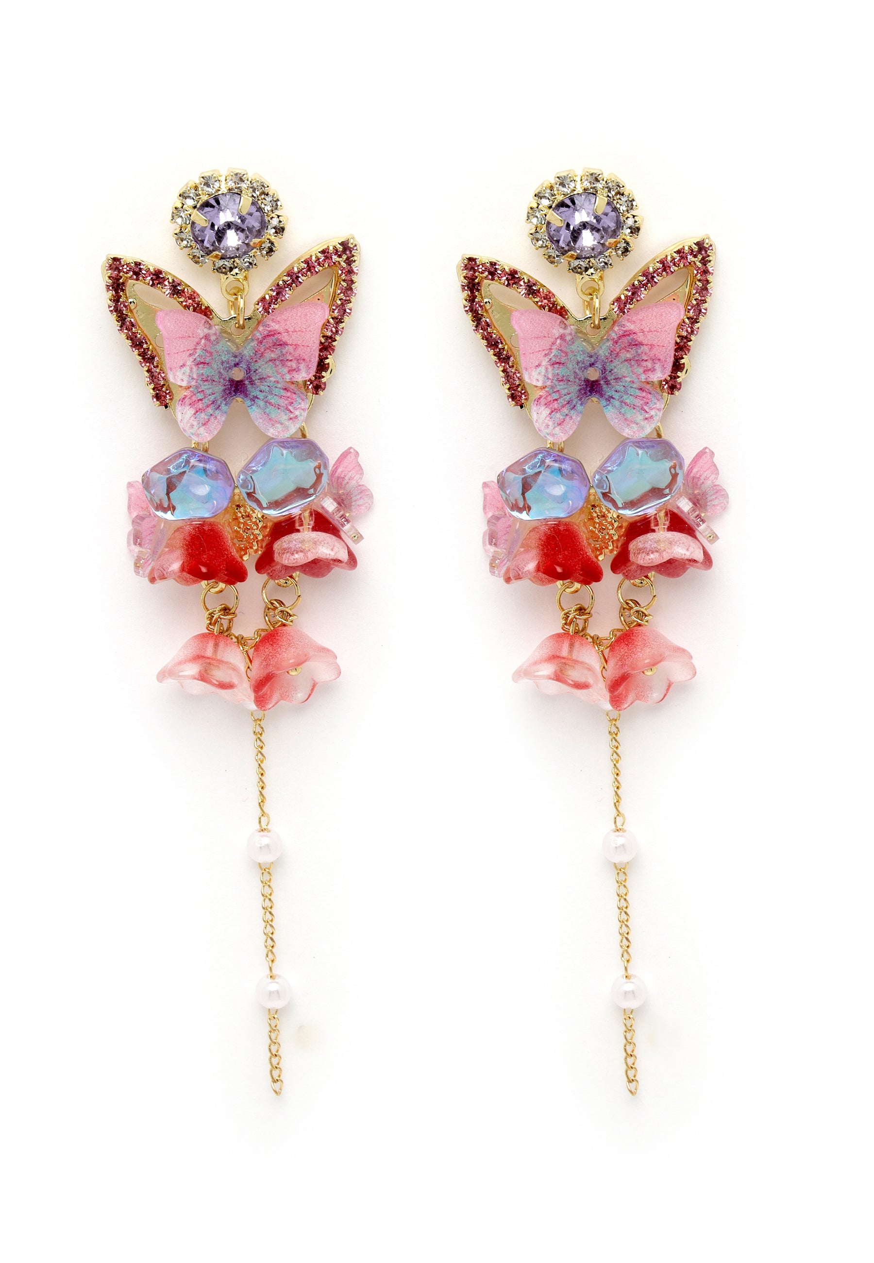 Butterfly Crystal Long Hanging Earrings